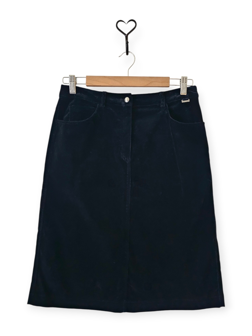 Escada Black Velvet Pencil Midi Skirt EUC